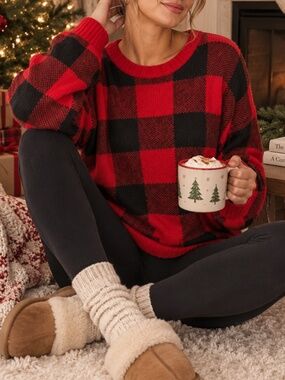 Black and Red Plaid Sweater